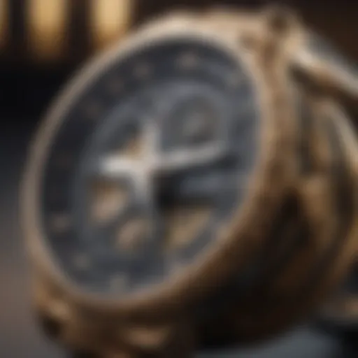 Close-up of a luxury blockchain watch showcasing intricate features