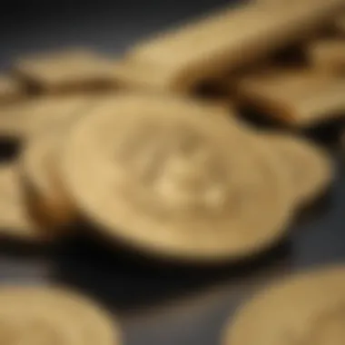 A digital representation of Titan Gold Coin alongside traditional gold bars.