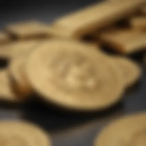 A digital representation of Titan Gold Coin alongside traditional gold bars.