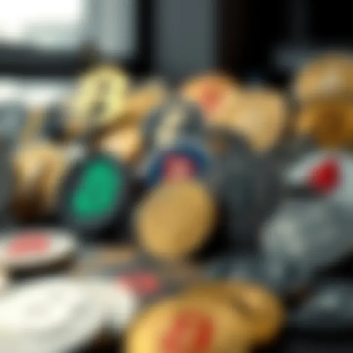 Illustration of different cryptocurrency logos